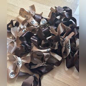 Armani Monogram Satin Bows in Brown & Beige Hair Gifting Decor Ribbon Rare!!!